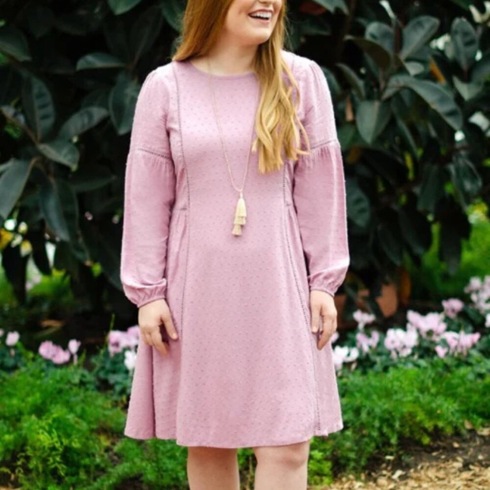 GUC Womens Matilda Jane Turn on the Charm Long Sleeve Dress Swiss Dot Pink 033